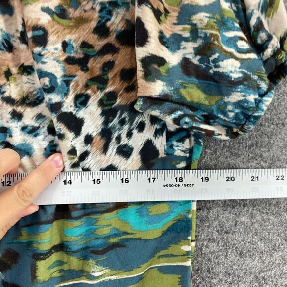 Weavers Blouse Women M Medium Blue Animal Print Short Sleeve Round Neck Casual - Picture 6 of 8